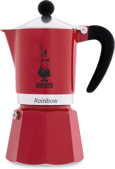 Bialetti rainbow rood percolator – 300 ml – 6 kops – italiaanse espresso maker