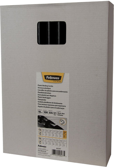 Fellowes bindruggen 19 mm – 150 vel – plastic bindrug a4 – 21 rings – voor inbindmachines (set)