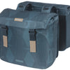 Basil Elegance dubbele fietstas, blauw, gerecycled PET, gevoerd, waterkerende sluiting, Universal Bridge, 40-49L