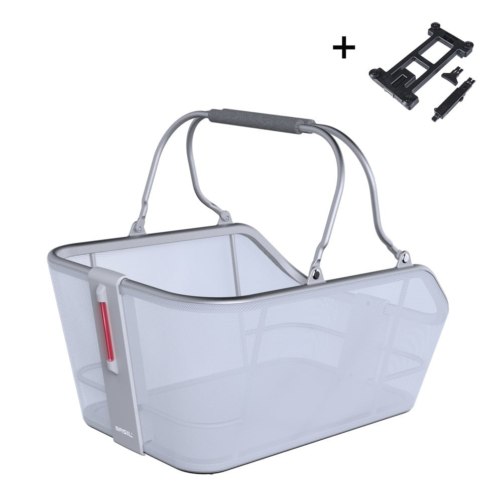 Basil fietsmand cento tech fiber nordlicht mik 21 liter 39 x 24 x 15 cm blauw zilver