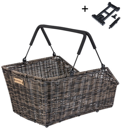 Basil fietmand cento rattan look met mik bevestiging 22 liter 41 x 25 x 12 cm - bruin