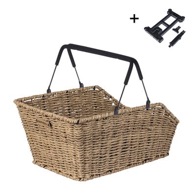 Basil rieten fietsmand cento rattan look mik 40 x 25 x 12 cm - seagrass