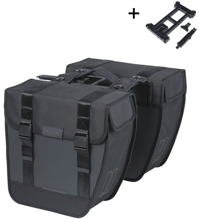 Basil dubbele fietstas tour waterproof mik 28 liter 14 x 29 x 30 cm (2x) - zwart