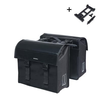Basil dubbele fietstas urban load mik 48-53 liter - zwart