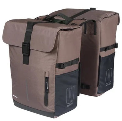 Basil dubbele fietstas move mik 30 liter 16 x 27 x 38 cm - bruin