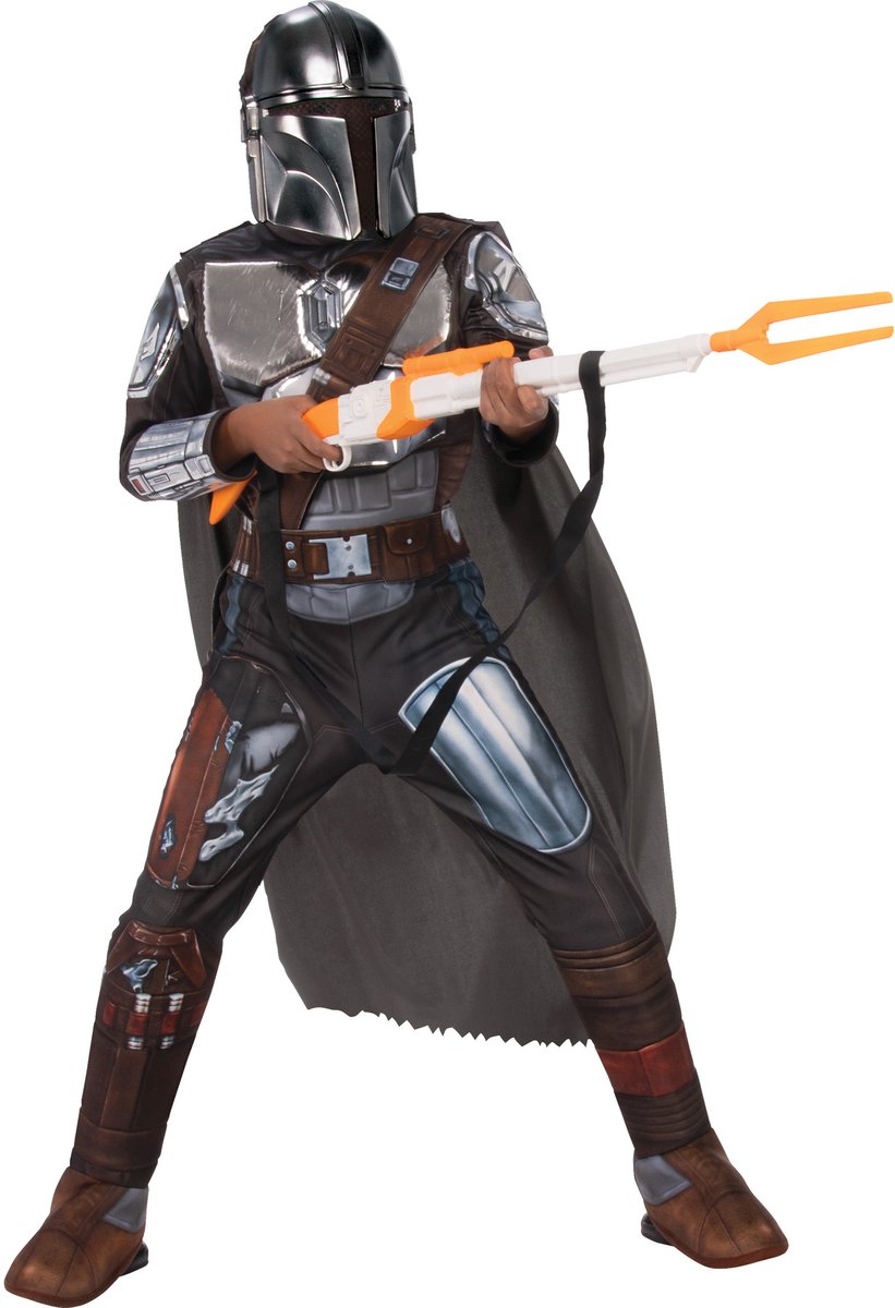 Rubies - mando de mandalorian classic kind kostuum - zwart, zilver - maat 104 - carnaval - verkleedkleding