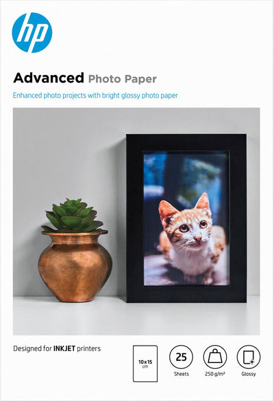 Hp fotopapier - 10x15cm 250g m 25 vellen