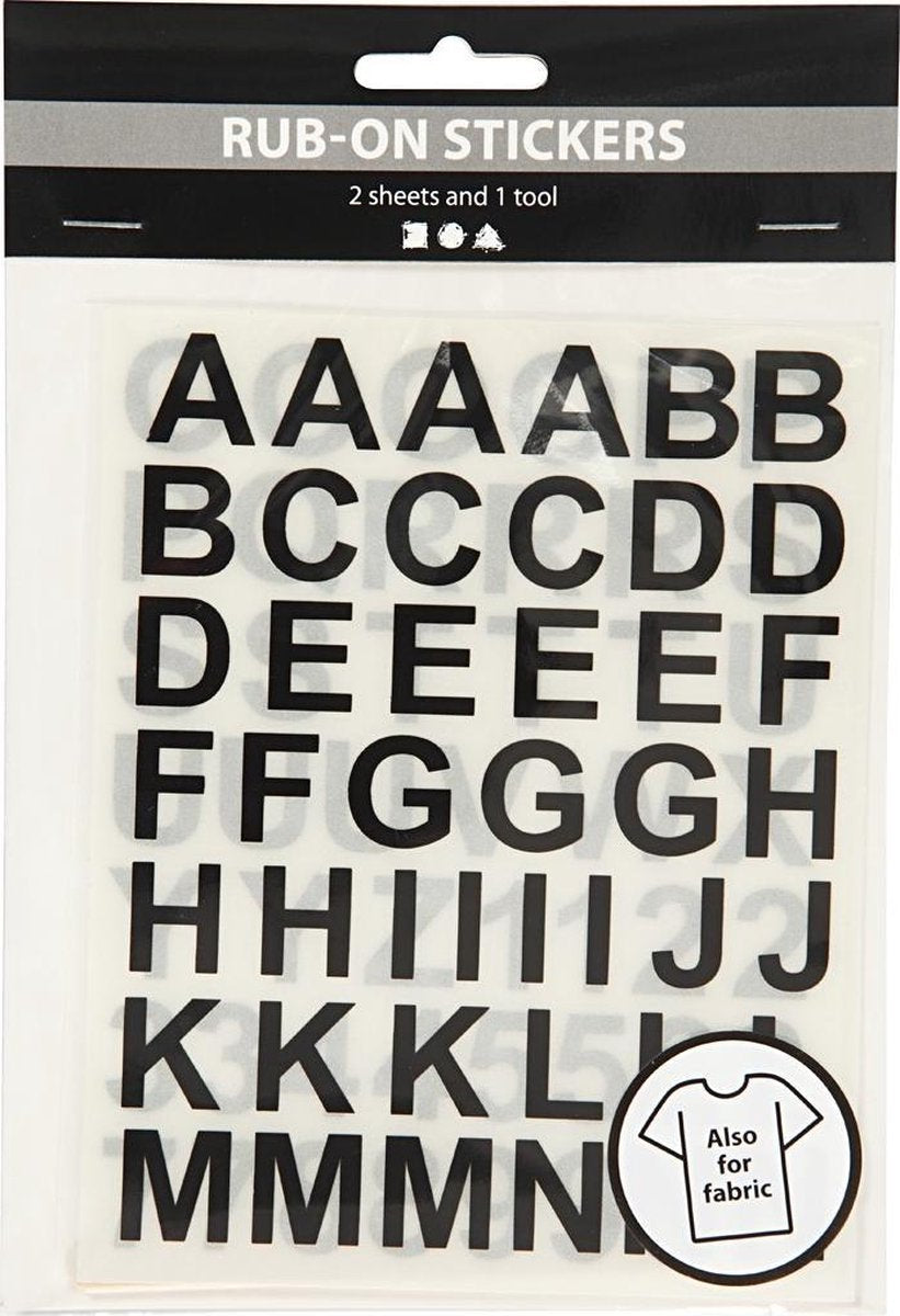 Creativ company cc rub-on letters en cijfers 12x15 cm 2 vellen