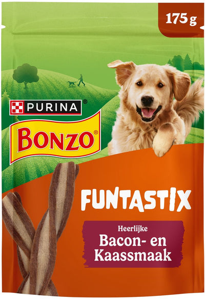 Bonzo funtastix - hondensnacks - bacon kaas - 6 x 175 g