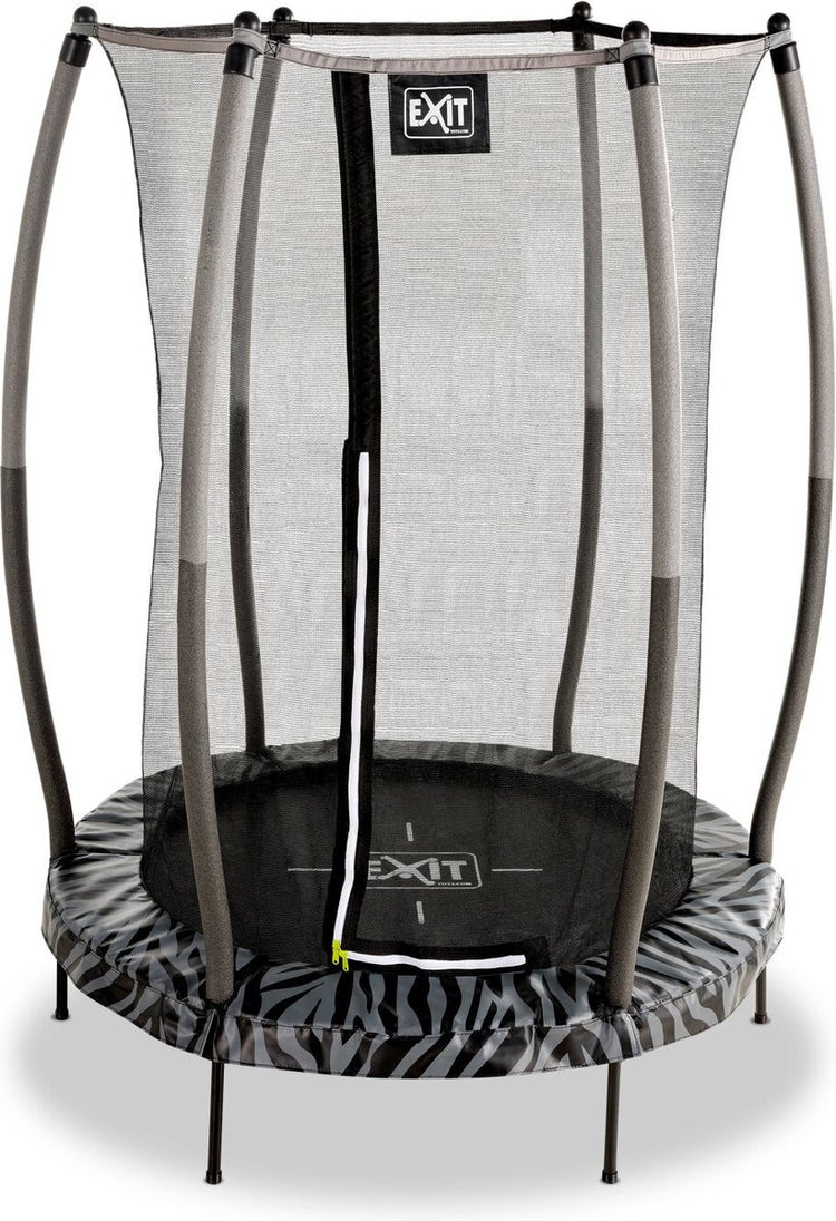 Exit toys exit tiggy trampoline ø140cm - met veiligheidsnet - rond - kindertrampoline - zwart grijs