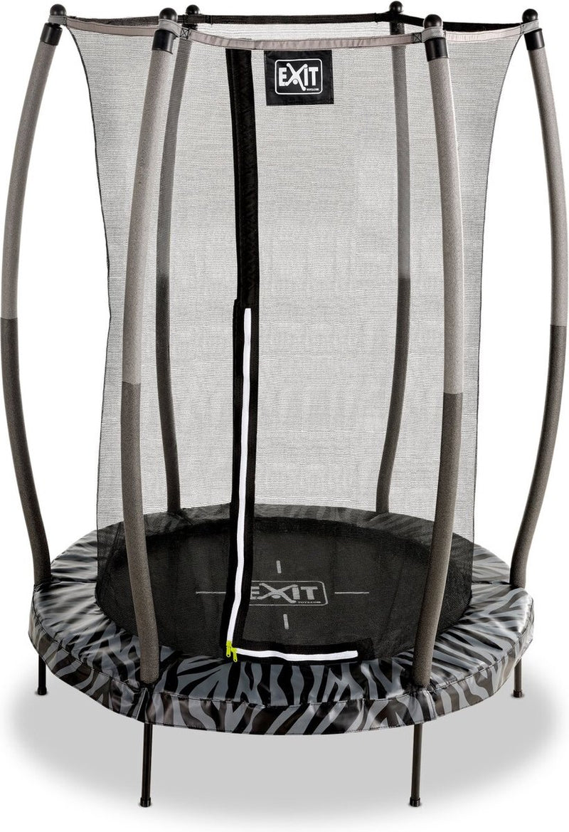 Exit toys exit tiggy trampoline ø140cm - met veiligheidsnet - rond - kindertrampoline - zwart grijs