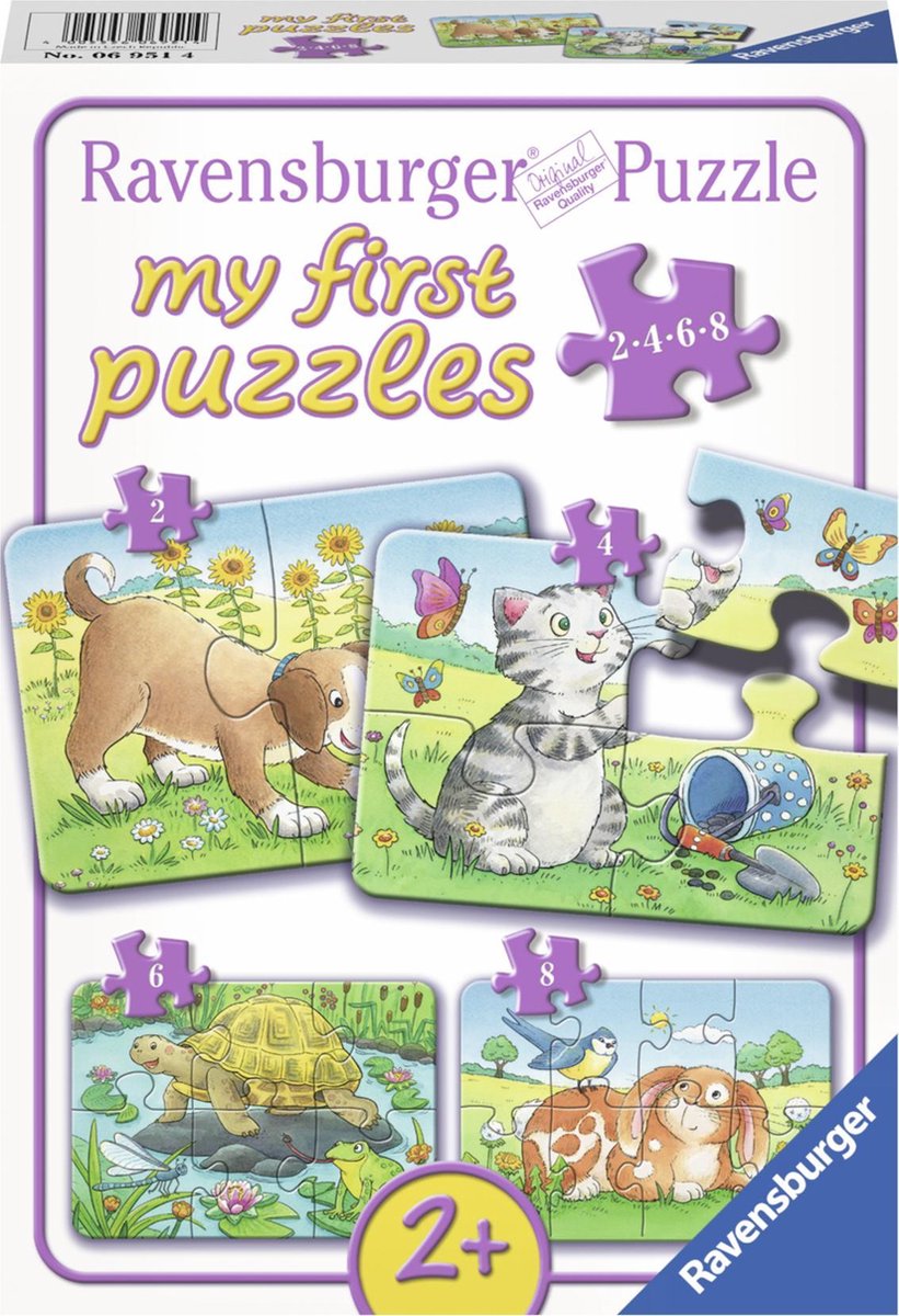Ravensburger schattige huisdieren- my first puzzels -2+4+6+8 stukjes - kinderpuzzel