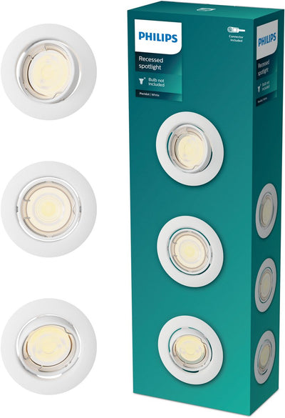 Philips led philips peridot inbouwspot - gu10 fitting - wit - rond - richtbare spot - 3-pack