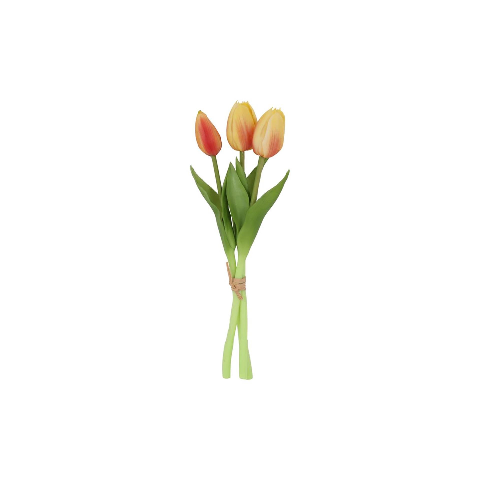 Countryfield kunstboeket tulpen geel bruin 12x12x29cm