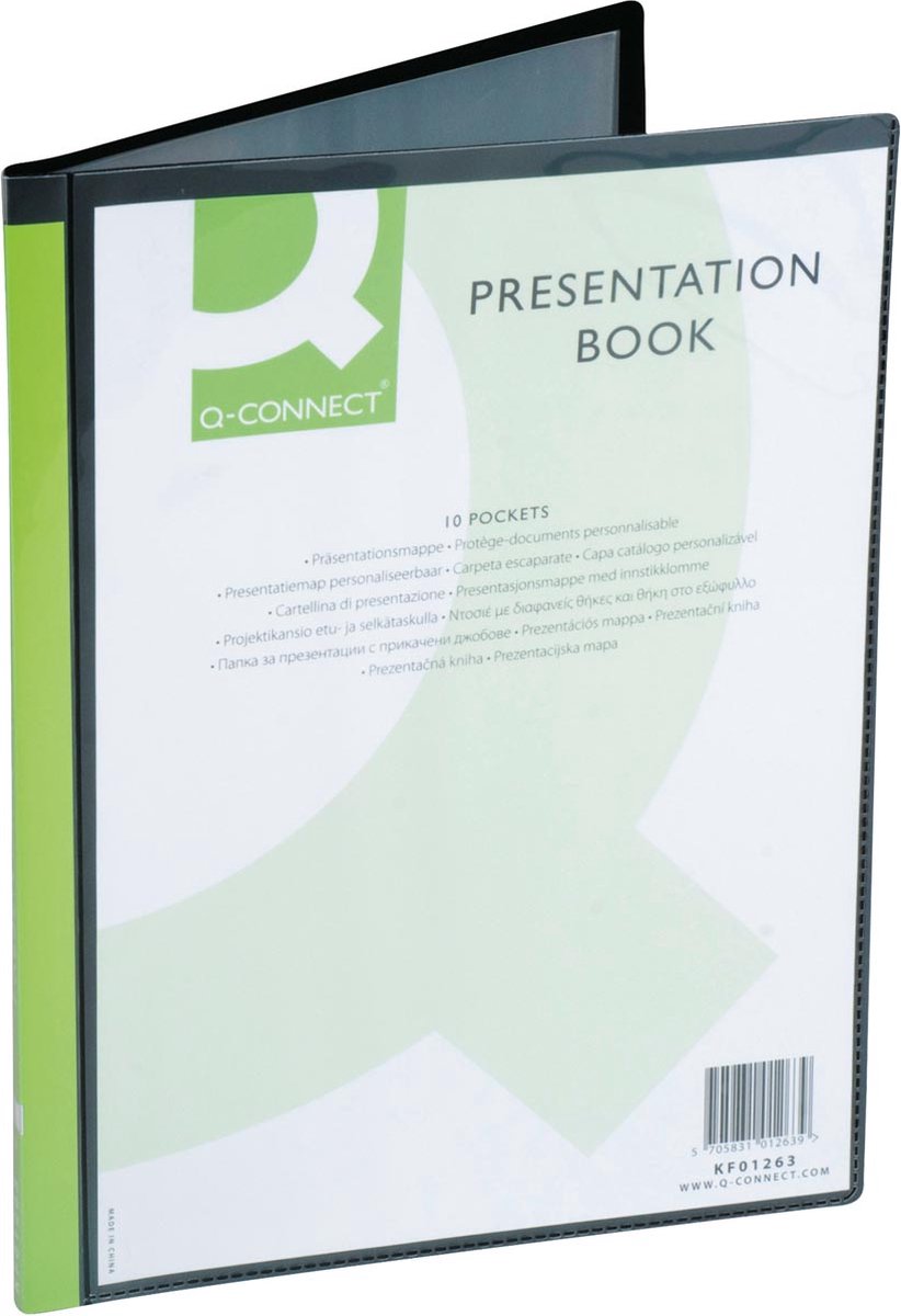 Q-connect showalbum personaliseerbaar a4 10 tassen zwart 12 stuks