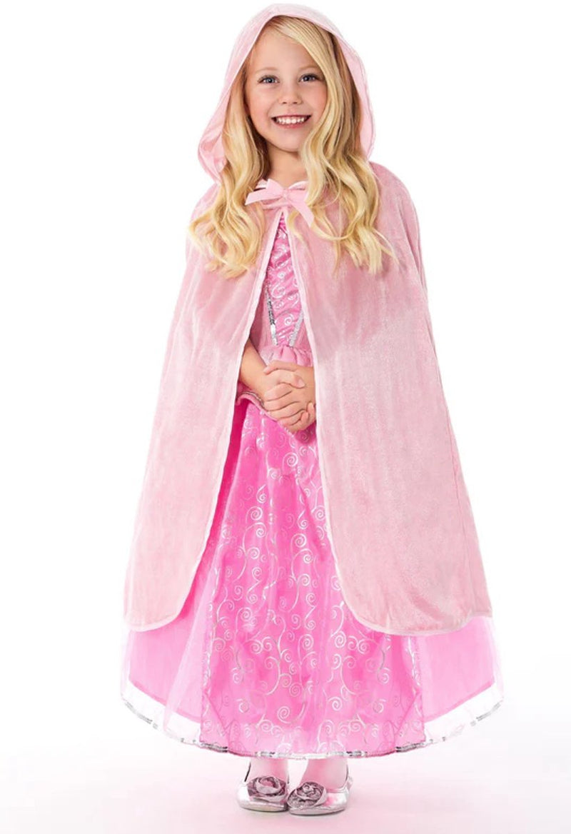 Little adventures - roze cape met capuchon – maat l xl (5-9 jaar) 110