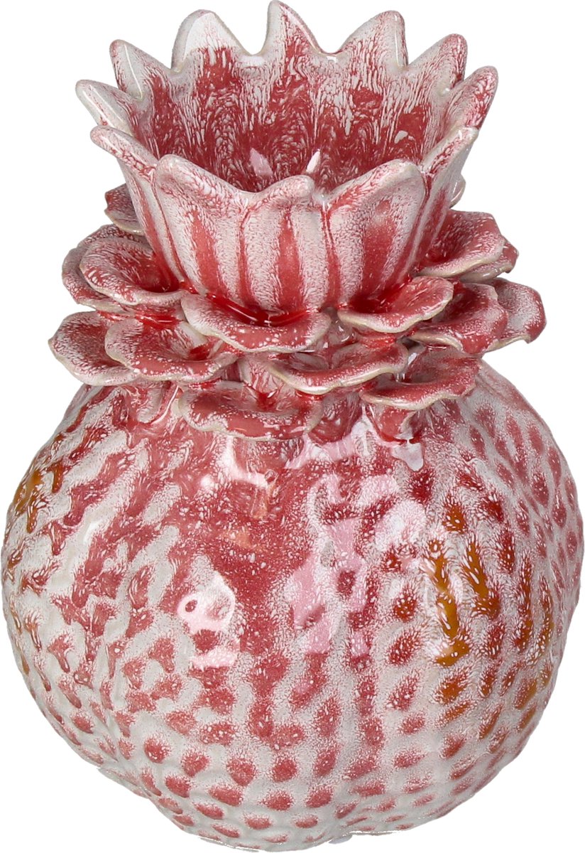 Hd collection vaas stoneware roze 17x17x22cm
