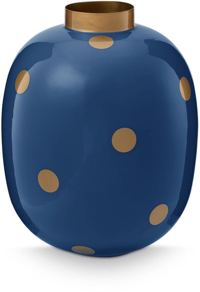 Pip studio vaas dots - bloemenvaas van metaal - navy goud - 32cm