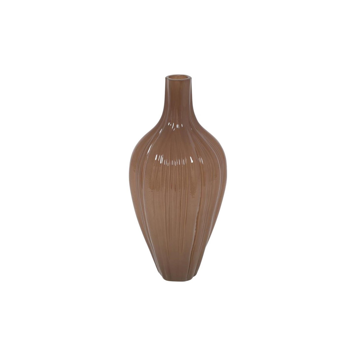 Countryfield vaas hoog eline mat bruin ø16xh36cm