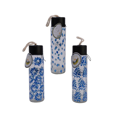 Decoris drinkfles glas 400ml blauw