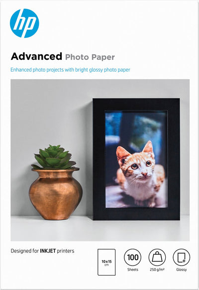 Hp fotopapier 250g - 10x15cm - 100 vellen