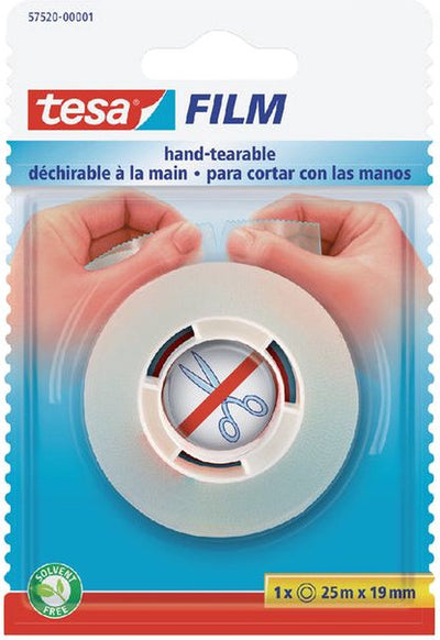 Tesa plakband film® 25mx19mm handscheurbaar transparant | 6 stuks