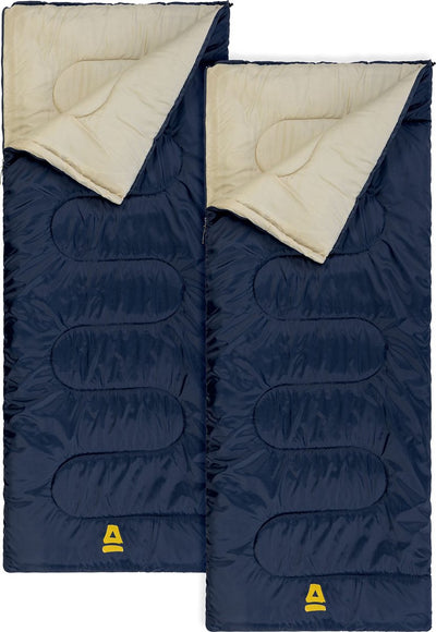 Abbey camp slaapzak - 2-pack - dekenmodel - blauw - 210 x 85 cm - extra ruim