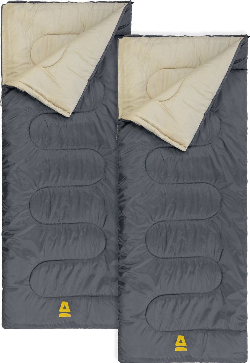Abbey camp slaapzak - 2-pack - dekenmodel - grijs - 210 x 85 cm - extra ruim