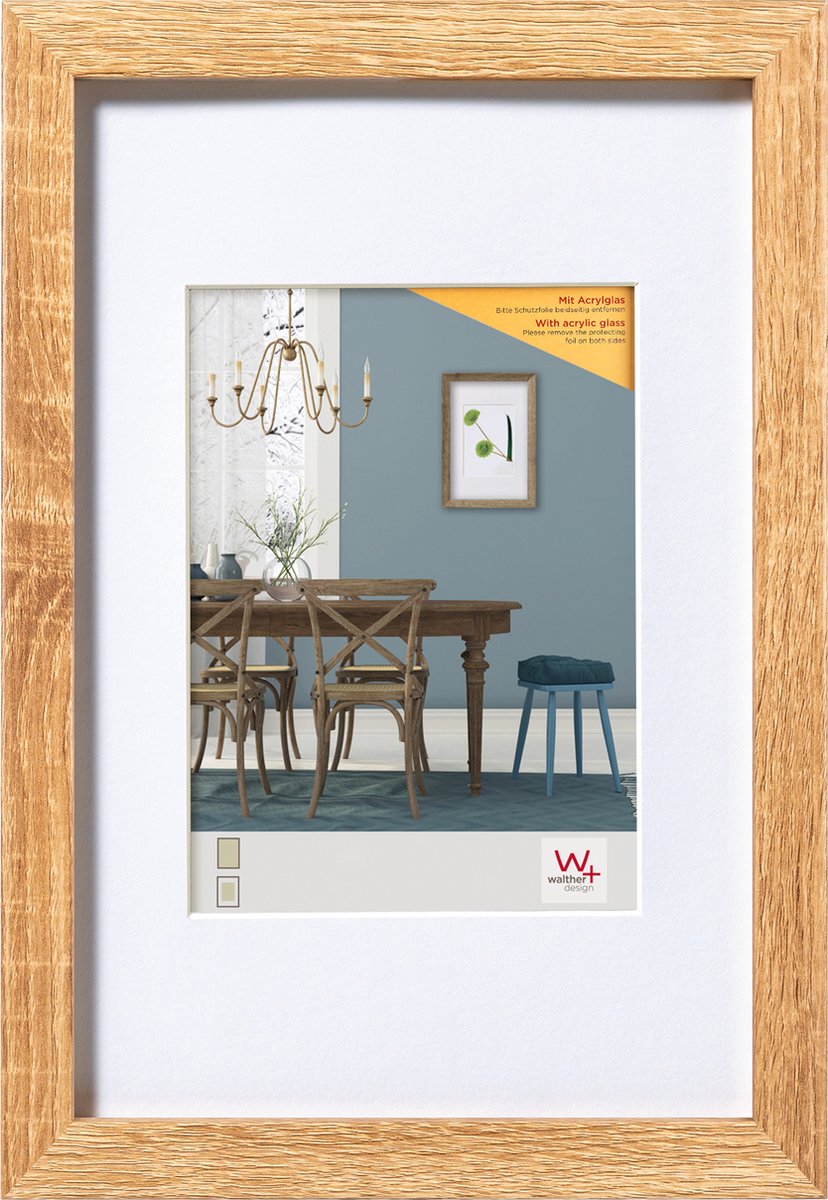 Walther fiorito - mdf houten lijst - fotoformaat 30x40 cm - kunstglas - licht eiken
