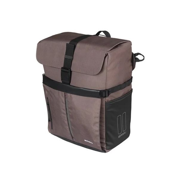 Basil fietsschoudertas move mik hooks bruin met helmvak |15l