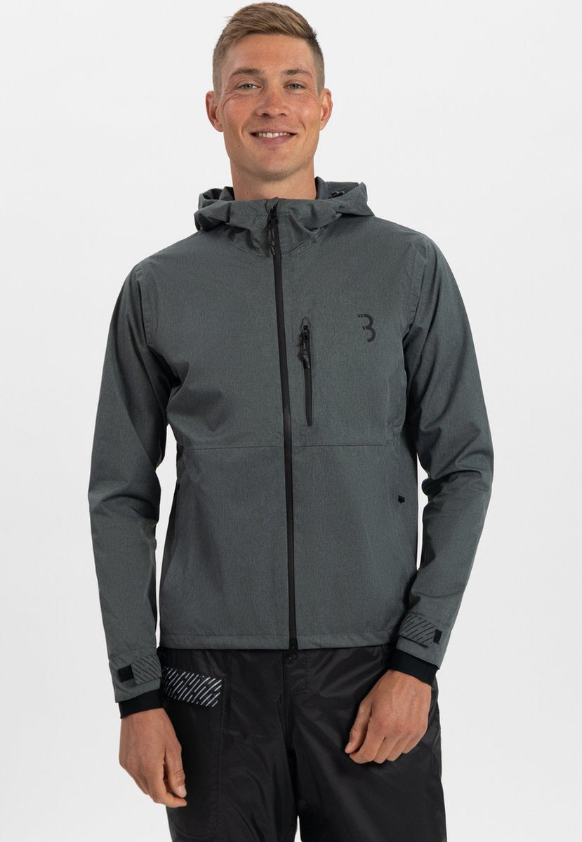 Bbb cycling rainshield explorer regenjas - dames en heren regenpak - waterafstotend - grijs - maat m - bbw-450