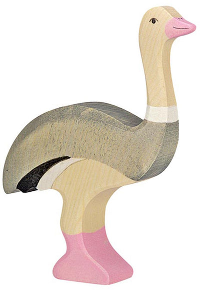 Holztiger struisvogel. 12 cm.