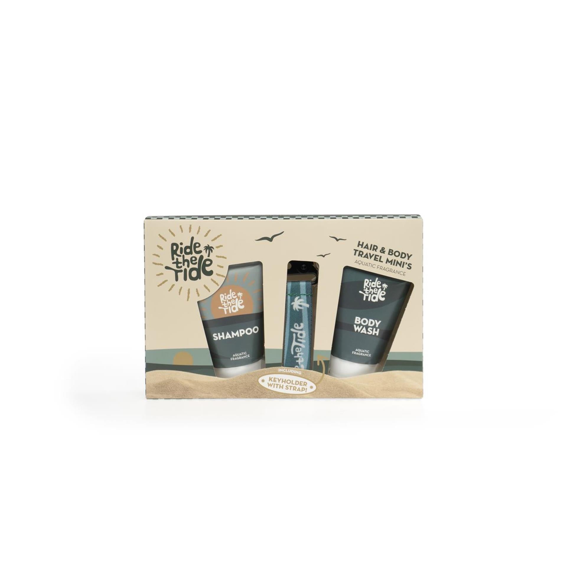 Source balance bad giftset ride the tide met sleutelhanger 50ml douchegel en 50ml shampoo,
