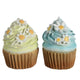 Decoris decoratieve beeld cupcakes van polyresin 7x7x9cm 2 assorti handgemaakt