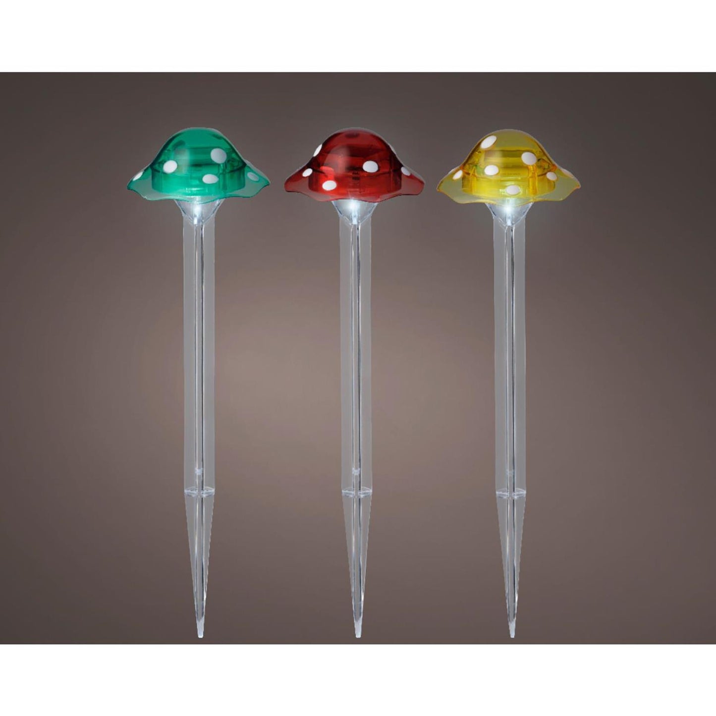Lumineo solar lamp paddestoel op spies kunststof ø8.7x33.5cm multi kleuren