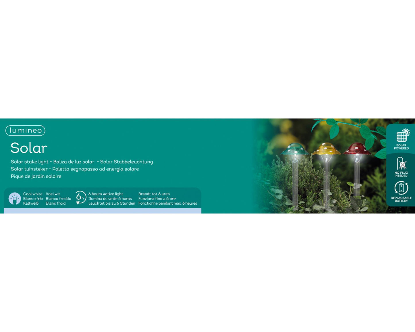 Lumineo solar lamp paddestoel op spies kunststof ø8.7x33.5cm multi kleuren