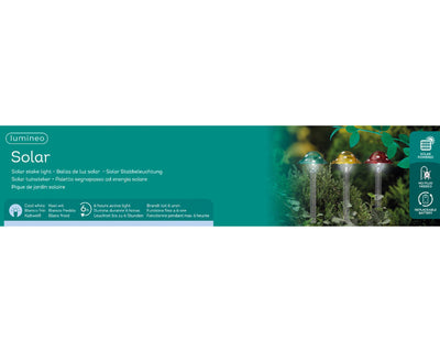 Lumineo solar lamp paddestoel op spies kunststof ø8.7x33.5cm multi kleuren