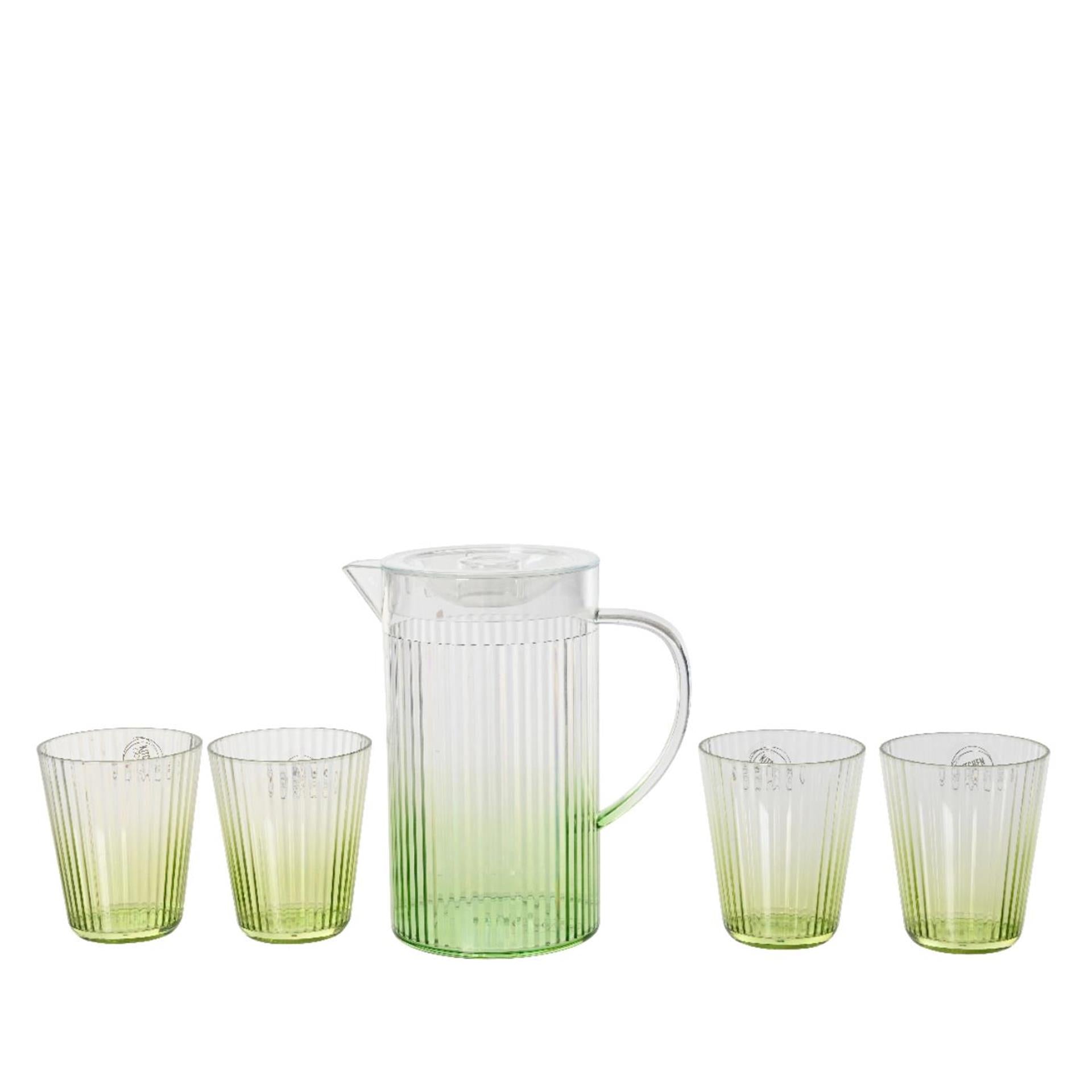 Decoris kruik kunststof met bekers ø11.3x19.6cm groen transparant
