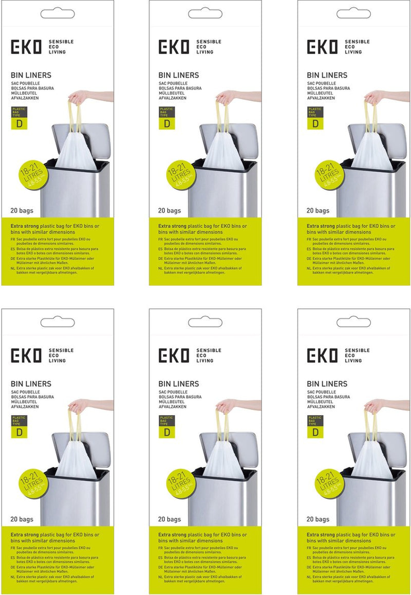 Eko - afvalzakken 18-21 ltr (d) (6x20 stuks) - - wit - afvalzak