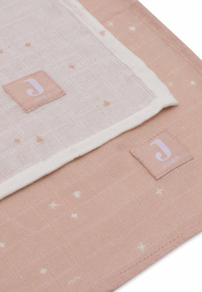 Jollein - hydrofiele doek large 115x115cm - inbakerdoek - zacht katoen - 2 stuks - twinkling wild rose
