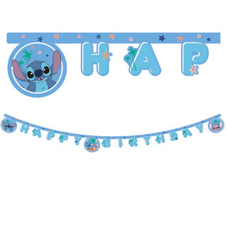 Stitch angel happy birthday banner | 6 stuks