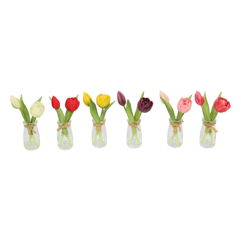 Countryfield glazen vaasje met tulpen 20x10x20cm