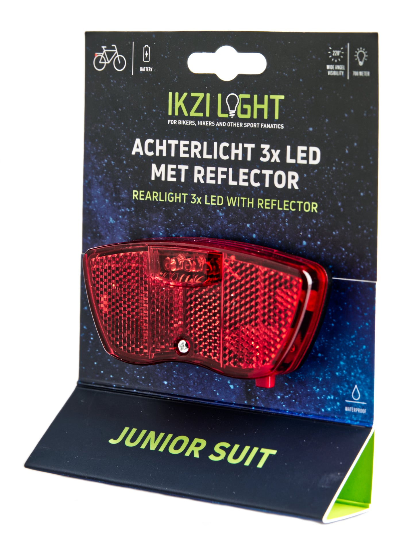 Ikzi IkziLight achterlicht drager Junior 3xLED inclusief reflector