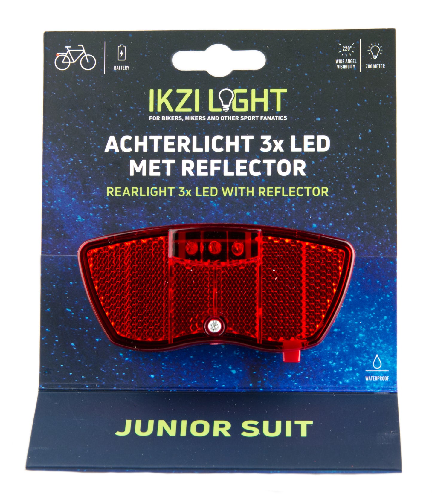 Ikzi IkziLight achterlicht drager Junior 3xLED inclusief reflector