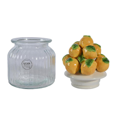 Decoris voorraadpot citroen 19cm glas aarderwerk