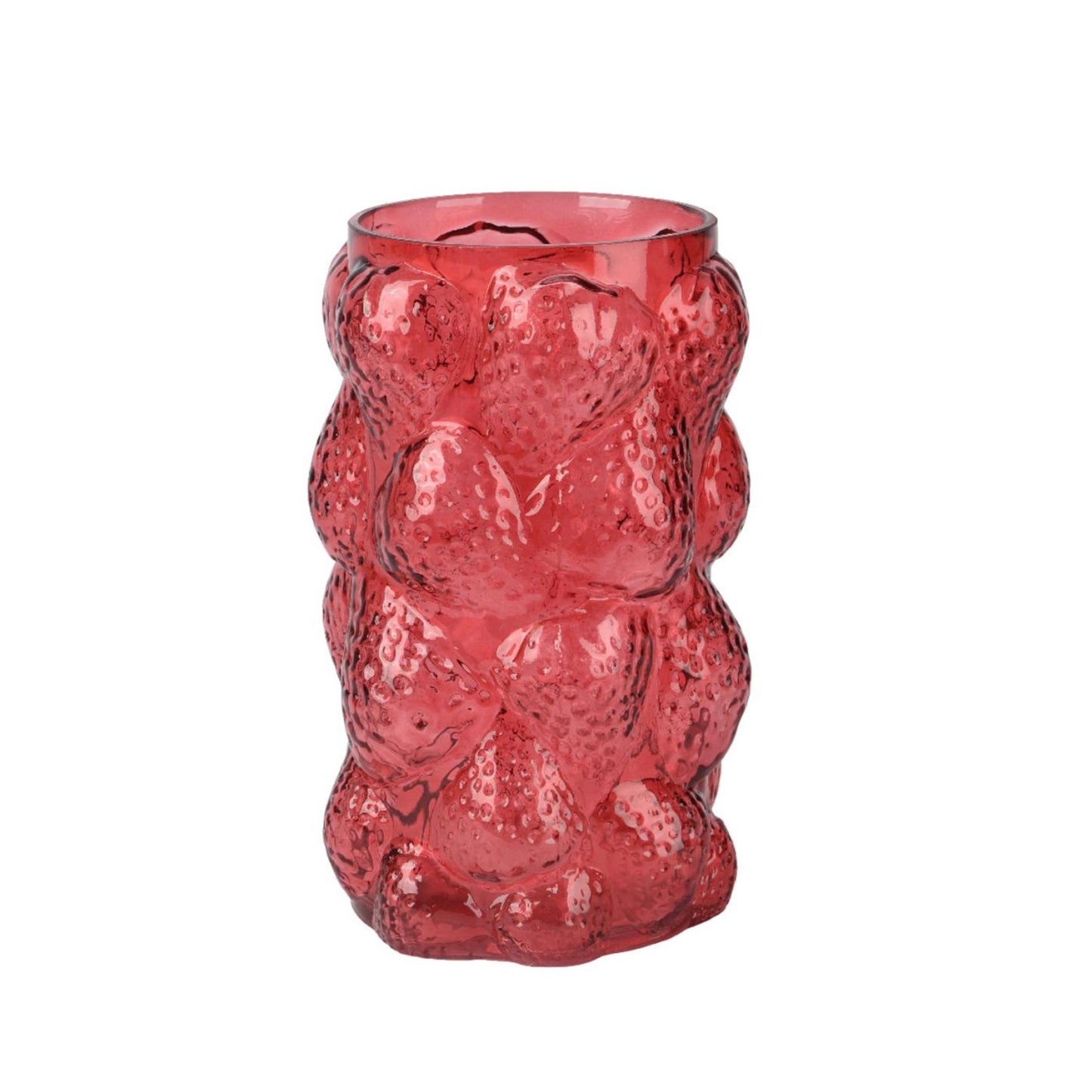 Decoris vaas glas ø15x23cm rood aardbei