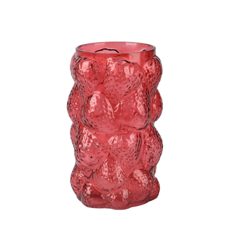 Decoris vaas glas h23cm rood aardbei