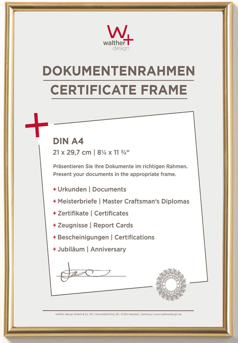Walther galeria - kunststof lijst - fotoformaat 21 x 29,7 cm (din a4) - metallic goud