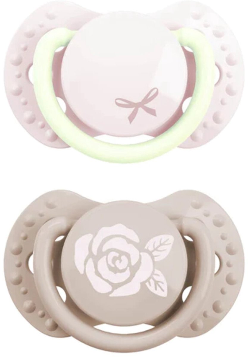 Difrax lovi fopspeen dynamisch - classy - newborn - lichtroze glow in the dark - 2 stuks