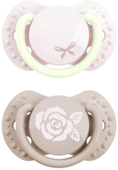 Difrax lovi fopspeen dynamisch - classy - newborn - lichtroze glow in the dark - 2 stuks